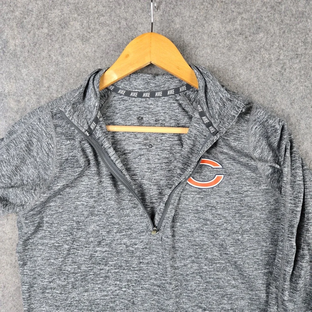 Nike Chicago Bears Pullover Womens Medium Gray 1/4 Zip Dri-Fit NFL Training